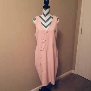 Asymmetrical detail baby pink dress